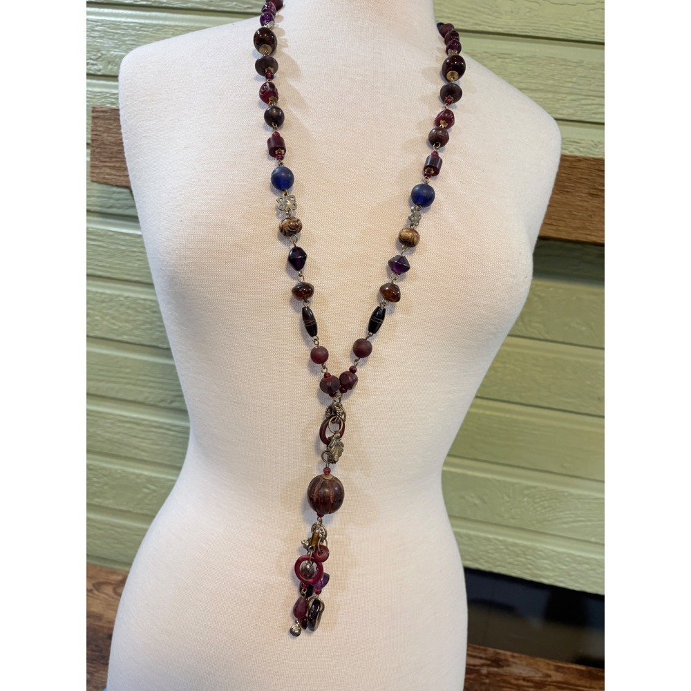 The Limited Beaded Y-Necklace Multicolor Boho Tassel Long Statement Glass